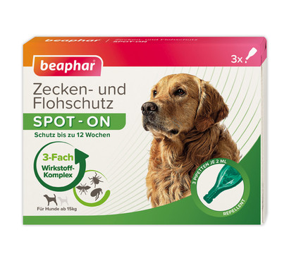 beaphar Zecken- & Flohschutz SPOT-ON für Hunde, 3x2 ml