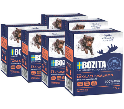 BOZITA Nassfutter für Hunde Häppchen in Gelee, 6 x 370 g