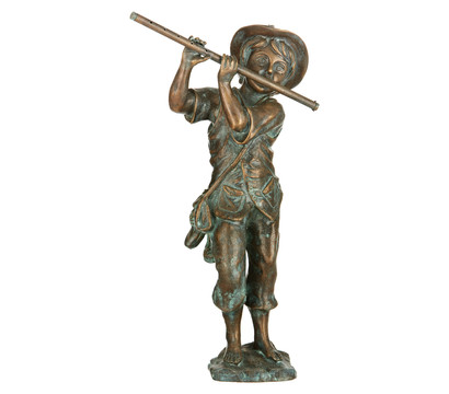 Bronzefigur Flötenspieler für den Außenbereich, 42 cm