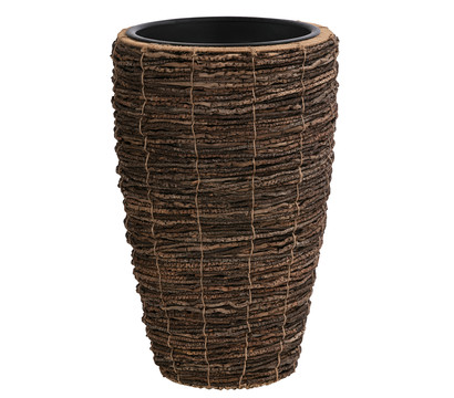 Dehner Holz-Vase Akira, rund, braun, ca. Ø34/H55 cm