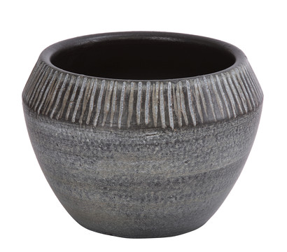 Dehner Keramik-Übertopf Hailey, bauchig, dunkelbraun, ca. Ø17 cm