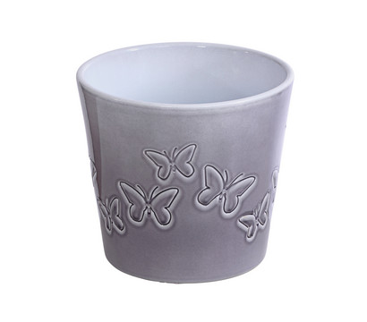 Dehner Keramik-Übertopf Lima, konisch, hellgrau