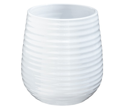Dehner Keramik-Übertopf Lustrinado, bauchig, weiß, ca. Ø13 cm