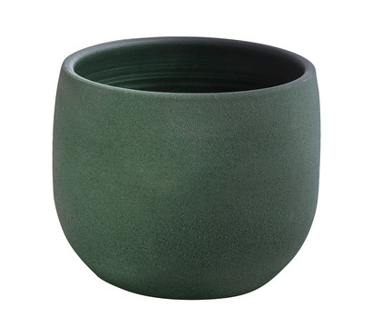 Dehner Keramik-Übertopf Milo, rund, dunkelgrün