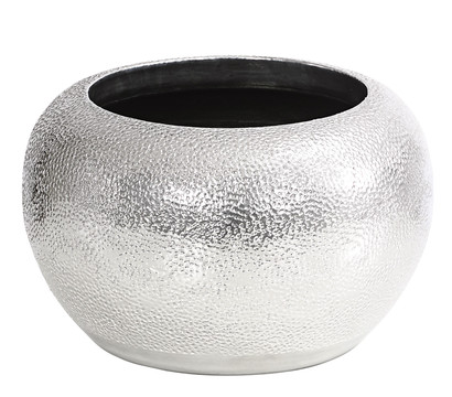 Dehner Keramik-Übertopf Rosella, bauchig, silber