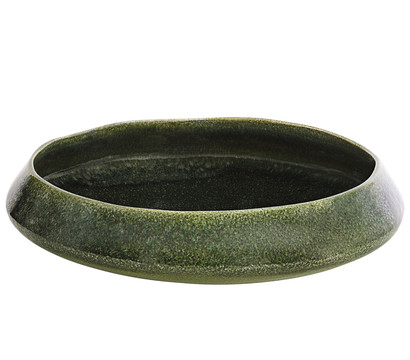 Dehner Keramik-Schale Linn, rund, dunkelgrün, ca. Ø34 cm