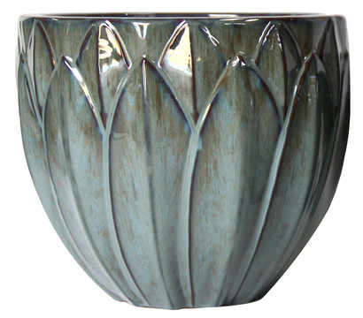 Dehner Keramik-Topf Kassandria, rund, grün-blau