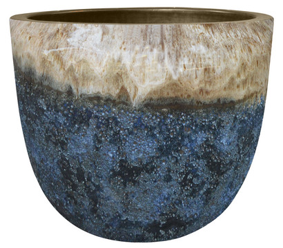 Dehner Keramik-Topf Mystras, rund, blau-braun