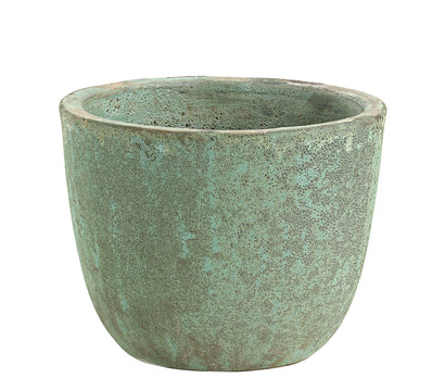 Dehner Keramik-Topf Rhodos, rund, blau-grün