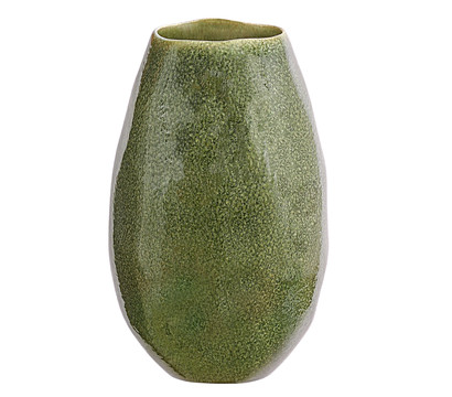 Dehner Keramik-Vase Linn, bauchig, dunkelgrün