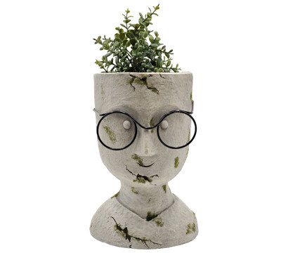 Dehner Magnesia-Topf Kopf mit Brille, ca. H29 cm
