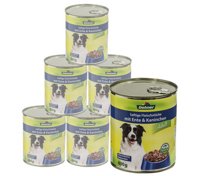 Dehner Nassfutter für Hunde Saftige Fleischstücke Adult, 6 x 800 g