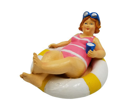 Dehner Polyresin-Schwimmfigur Molly mit Tasse, 14 x 11 x 8 cm