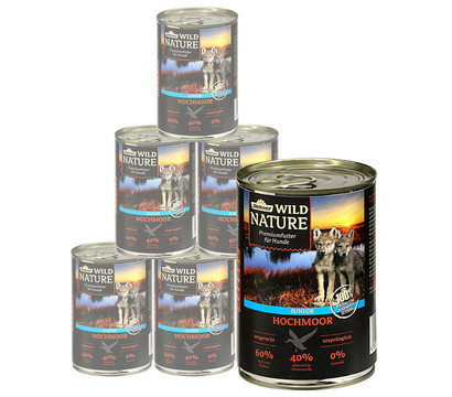 Dehner Wild Nature Nassfutter für Hunde Hochmoor Junior, 6 x 400 g/800 g