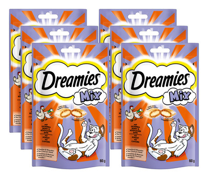 Dreamies™ Katzensnack Mix Huhn & Ente, 6 x 60 g