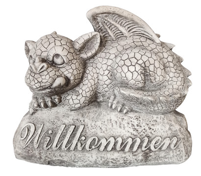 fantasieco Stein-Figur Drache "Willkommen", ca. H25 cm
