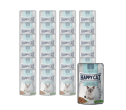 Happy Cat Nassfutter für Katzen Sensitive Magen & Darm, 24 x 85 g
