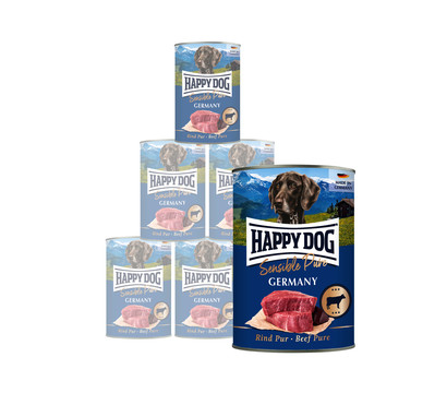 Happy Dog Nassfutter für Hunde Sensible Pure, 6 x 400 g/800 g