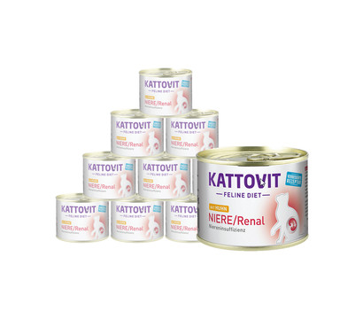KATTOVIT Feline Diet Nassfutter für Katzen, Niere/Renal, 12 x 185 g