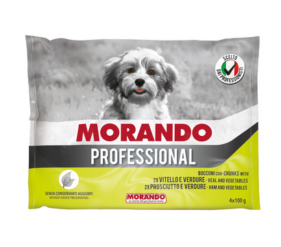 MORANDO Professional Nassfutter Hund Multipack Kalb & Schinken, Adult, 4 x 100 g