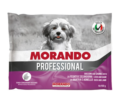 MORANDO Professional Nassfutter Hund Multipack Wild & Ente, Adult, 4 x 100 g
