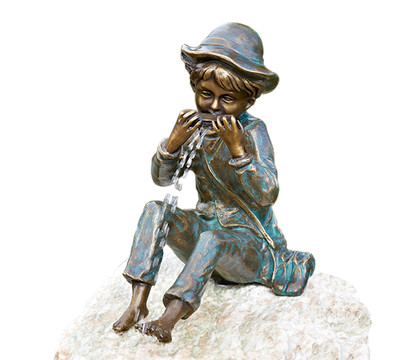 Rottenecker Bronzefigur Junge Til mit Mundharmonika
