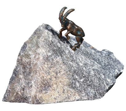 Rottenecker Bronze-Steinbock auf Granit