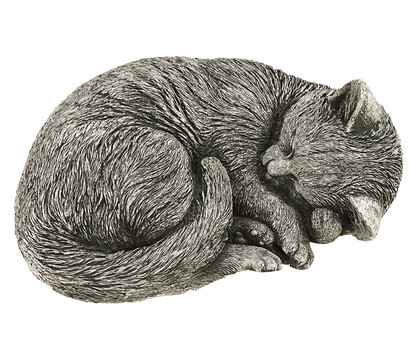 Stein-Katze schlafend, 22 x 27 x 11 cm