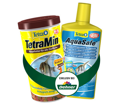 Tetra TetraMin Fischfutter, 1000 ml & AquaSafe Wasseraufbereiter, 500 ml