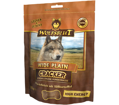 WOLFSBLUT Hundesnack Cracker Wide Plain High Energy Pferd, 225 g