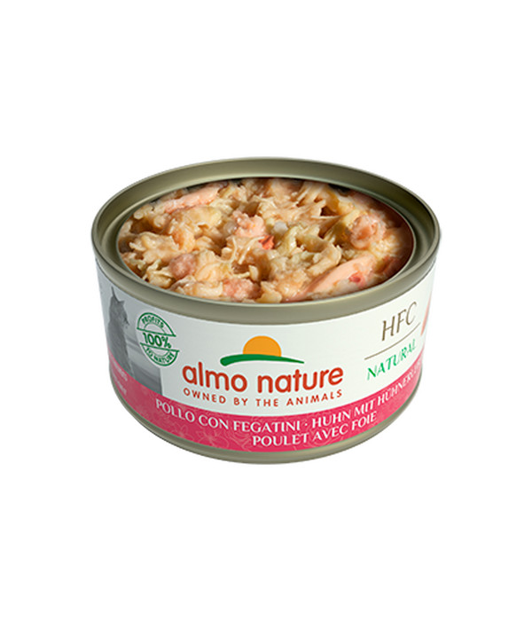 almo nature Nassfutter für Katzen HFC Natural, Huhn mit Hühnerleber, 24 x 70 g