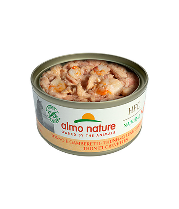 almo nature Nassfutter für Katzen HFC Natural, Thunfisch & Garnelen, 24 x 70 g