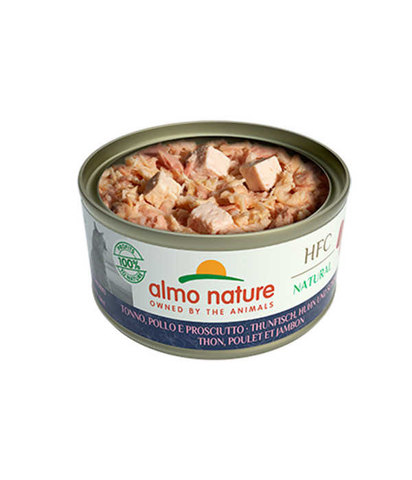 almo nature Nassfutter HFC Natural Thunfisch, Huhn & Schinken, 24 x 70 g