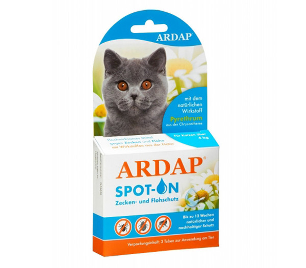 ARDAP® Zecken- und Flohschutz Spot-On für Katzen ab 4kg, 3 x 0,8ml