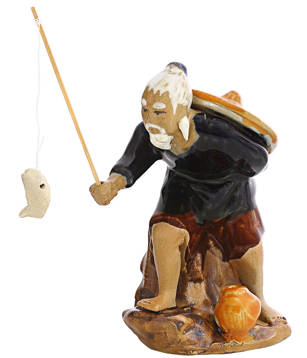 Bonsai-Figur 'Fischer', aus Keramik