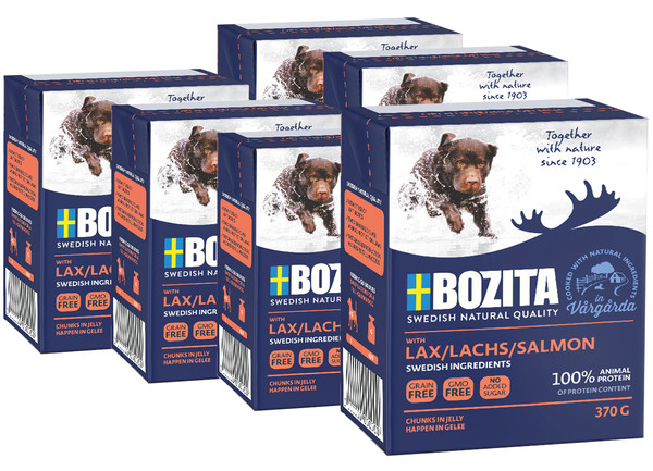 BOZITA Nassfutter für Hunde Häppchen in Gelee, 6 x 370 g