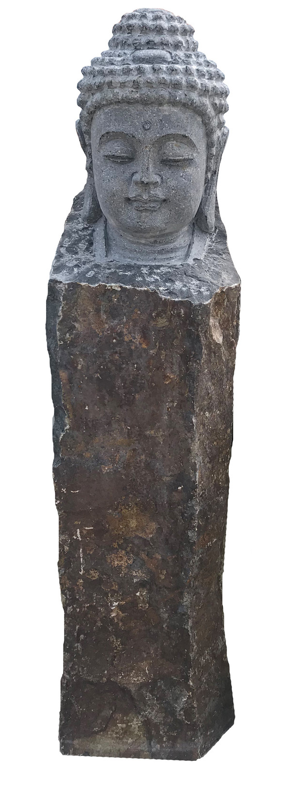 Dehner Basalt-Säule Buddha, ca. B20/H85/T25 cm