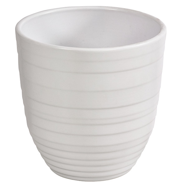 Dehner Keramik-Übertopf Banda, konisch, weiß, ca. Ø13 cm
