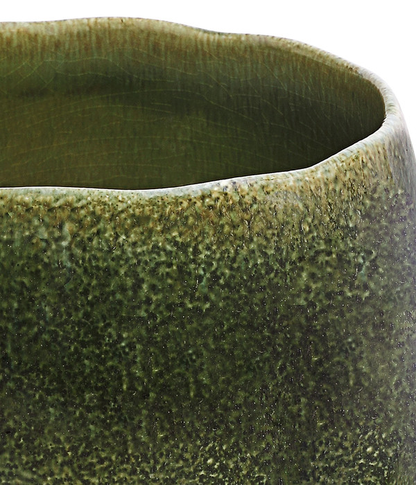 Dehner Keramik-Übertopf Linn, bauchig, dunkelgrün