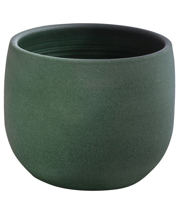 Dehner Keramik-Übertopf Milo, rund, dunkelgrün