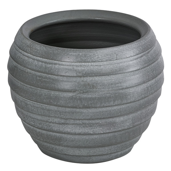 Dehner Keramik-Übertopf Thea, bauchig, grau, ca. Ø18 cm