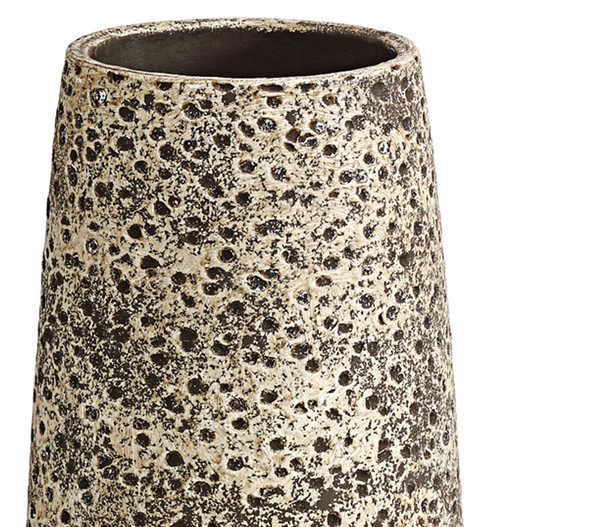 Dehner Keramik-Vase Stef, rund, braun, ca. Ø16/H30 cm