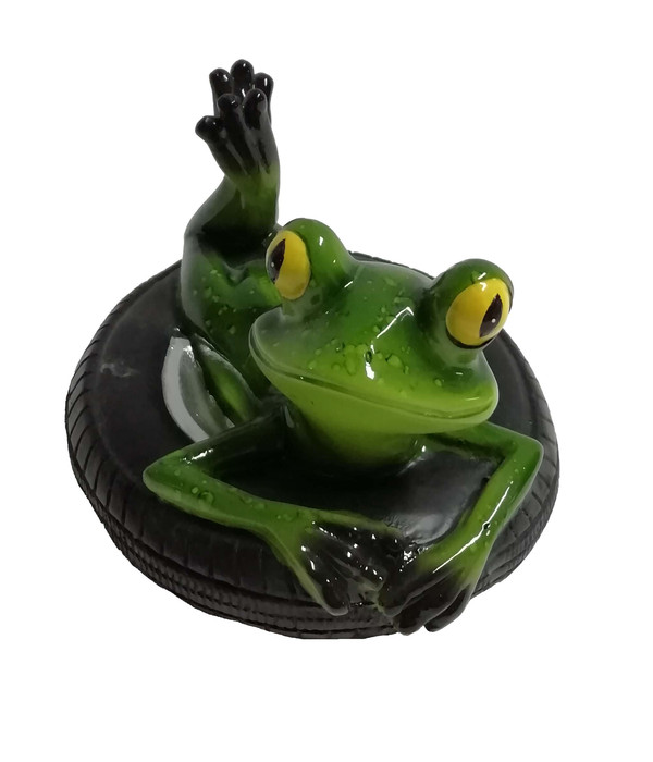 Dehner Kunststoff-Schwimmfigur Frosch auf Reifen, ca. H9,2 cm