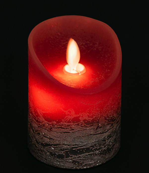 Dehner LED-Kerze, rot/gold, warmweiß