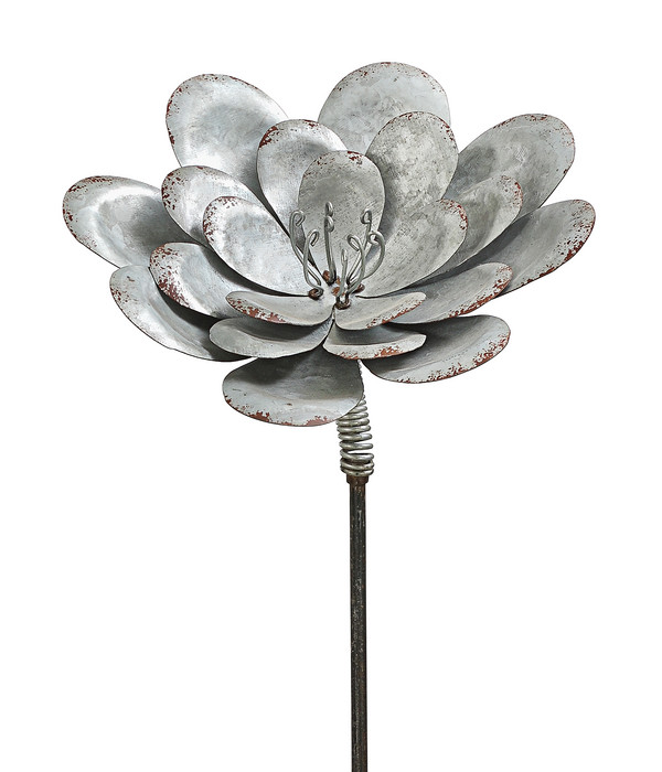 Dehner Metall-Dekostab Blume, zink-silber