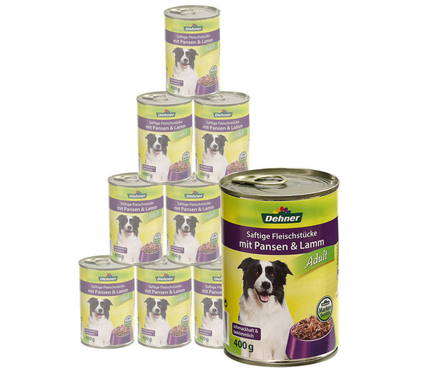 Dehner Nassfutter für Hunde Saftige Fleischstücke Adult, 12 x 400 g