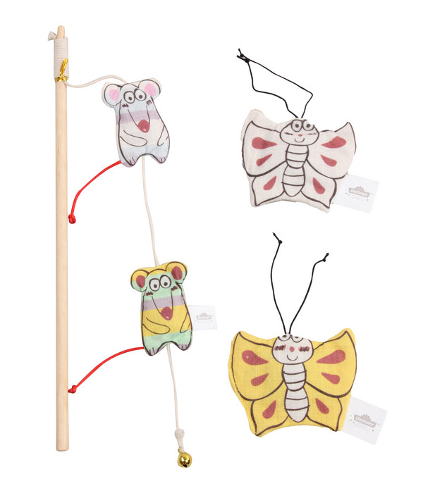 Dehner Premium Lovely Katzenspielzeug Set Schmetterlinge & Mäuschen an der Angel
