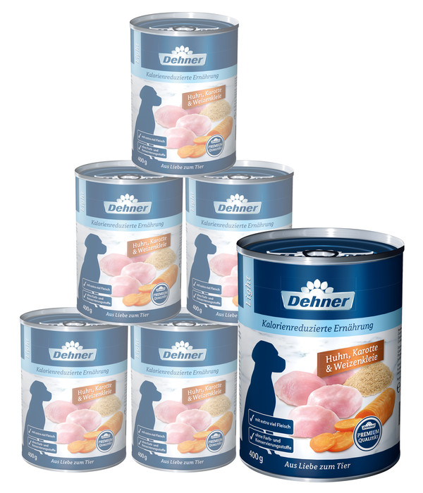 Dehner Premium Nassfutter für Hunde Light, 6 x 400 g/800 g