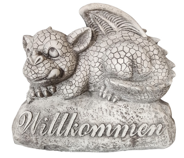 fantasieco Stein-Figur Drache "Willkommen", ca. H25 cm