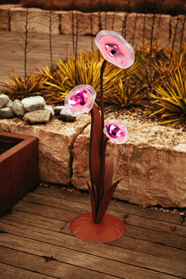 Ferrum Metall-Blume Alexandra mit Glasblüten, ca. Ø43/H125 cm, rost